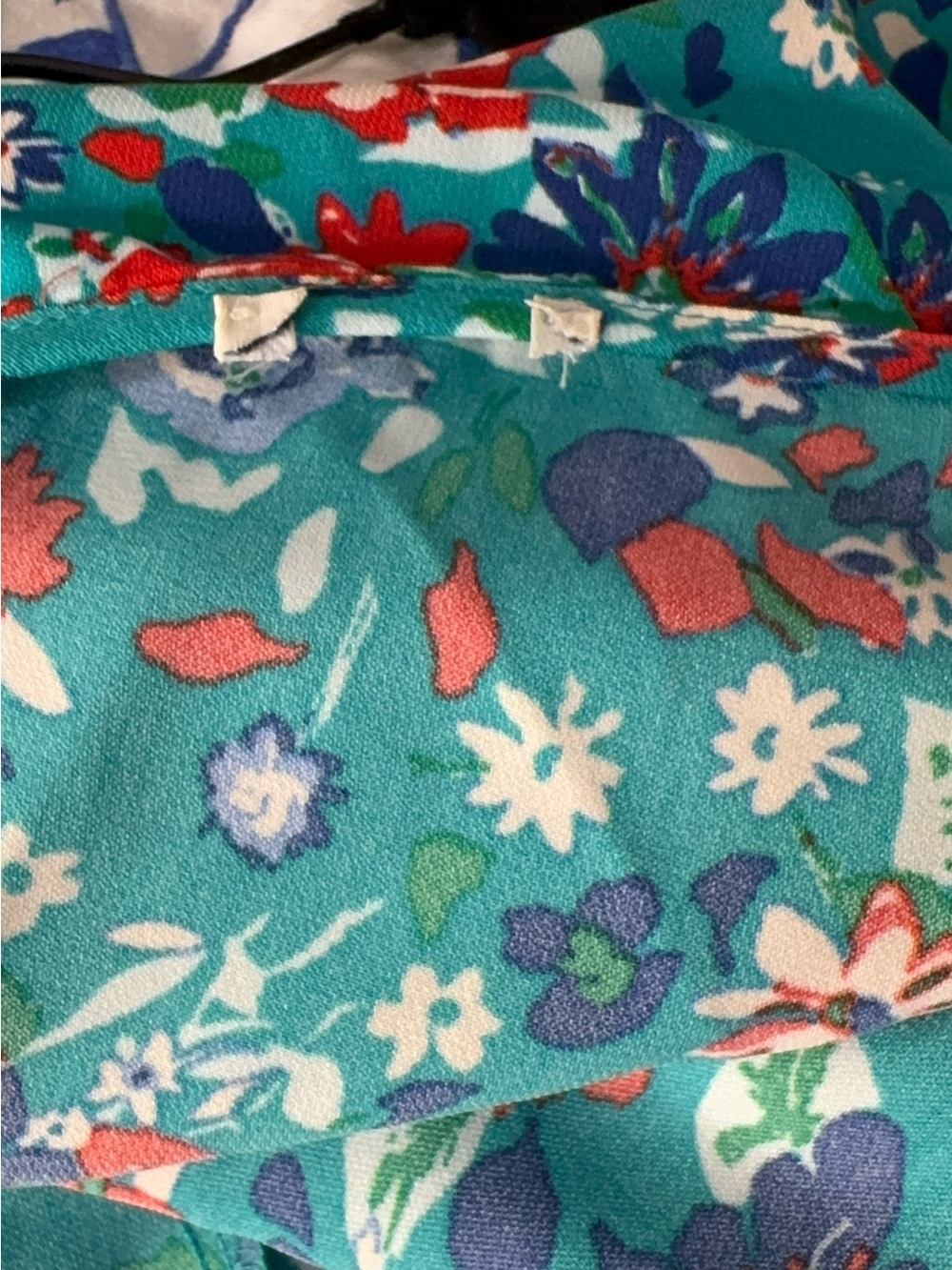 J.Crew Factory Teal Floral Wrap Mini Dress Size Small - Picture 9 of 9